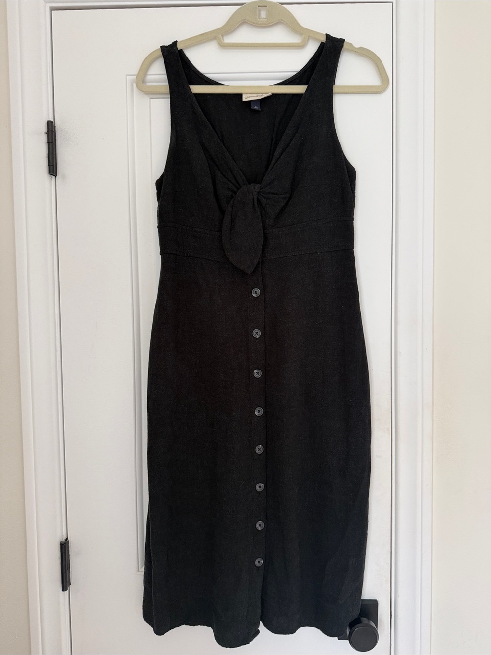Universal Thread Black Knot-Front Button Midi Dress